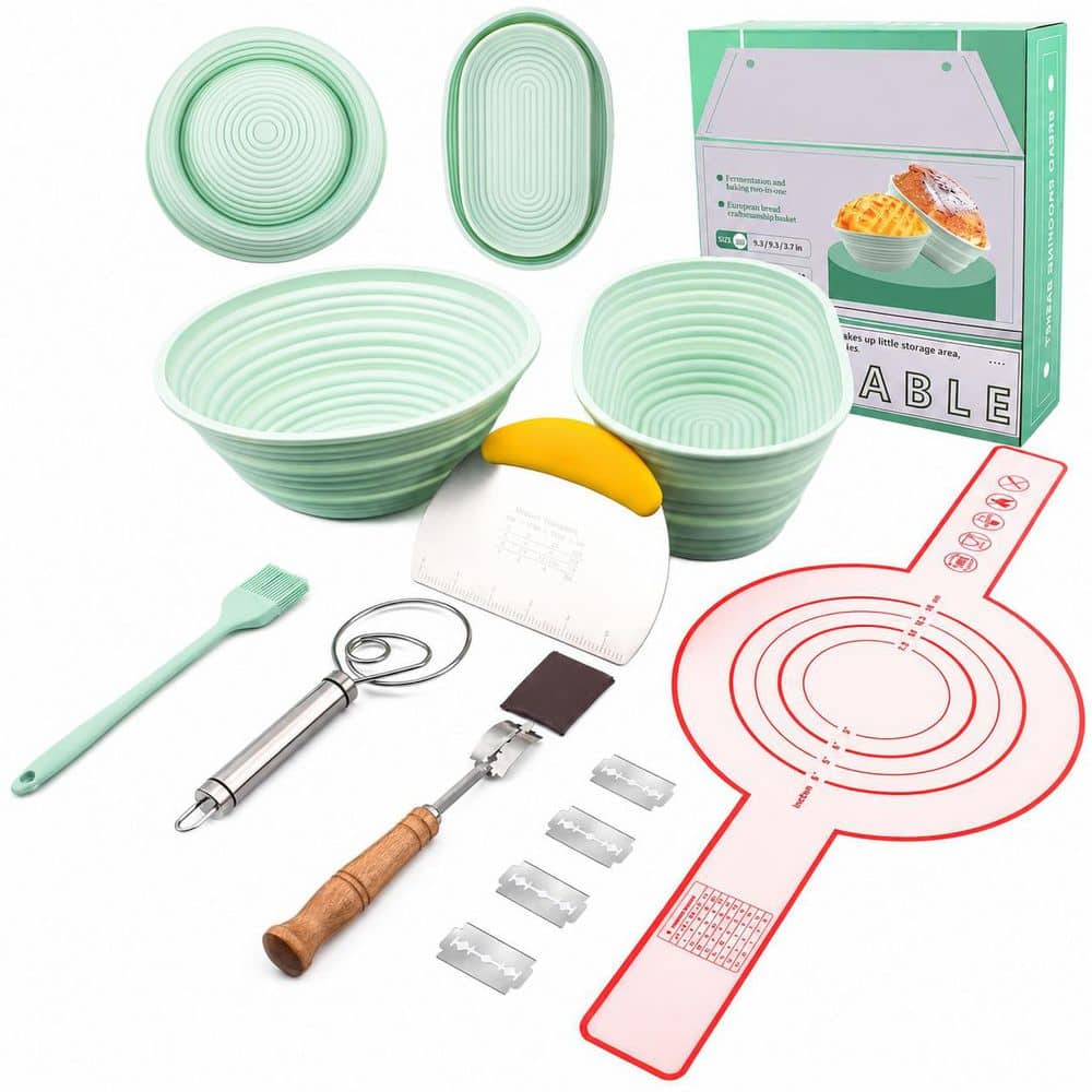 Silicone Banneton Bread Proofing Basket Set, Oval and Round, with Bread Making Tools for Sourdough Starter price history on PriceWatchPro