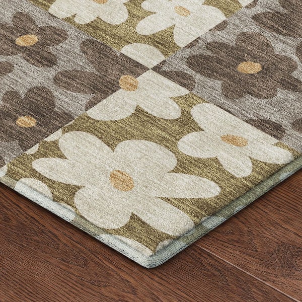 Mayfield Premium Machine Washable Abstract AMF2476 Chocolate 9 ft. x 12 ft. Area Rug