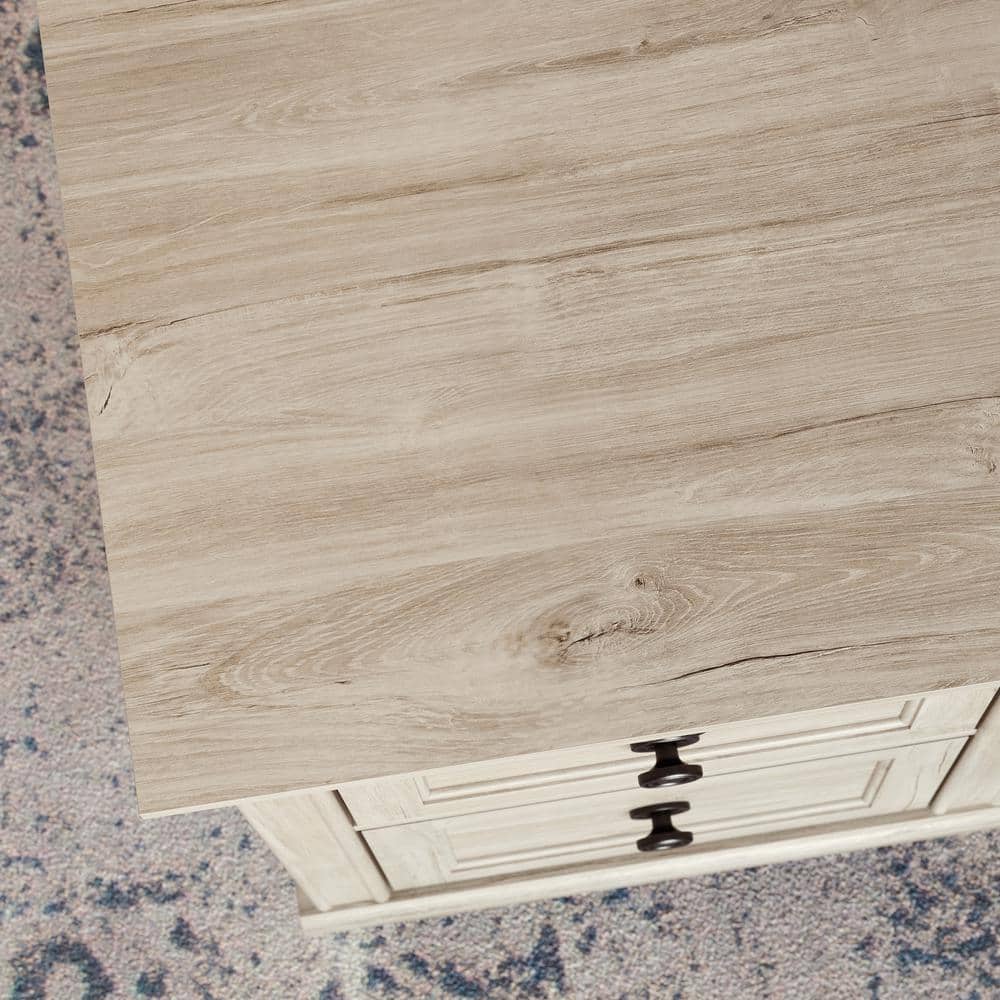 Chalk Oak Executive Desk with Drawers and Keyboard Tray