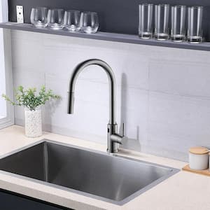 Single Hole Single-Handle Pull-Down Sprayer Kitchen Faucet with Touch Sensor in Brushed Nickel