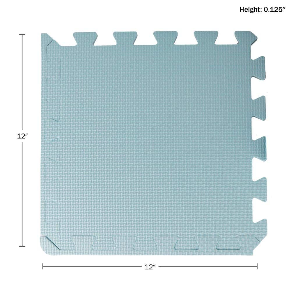 Blue and White EVA Foam Interlocking Floor Tiles, 20-Pack