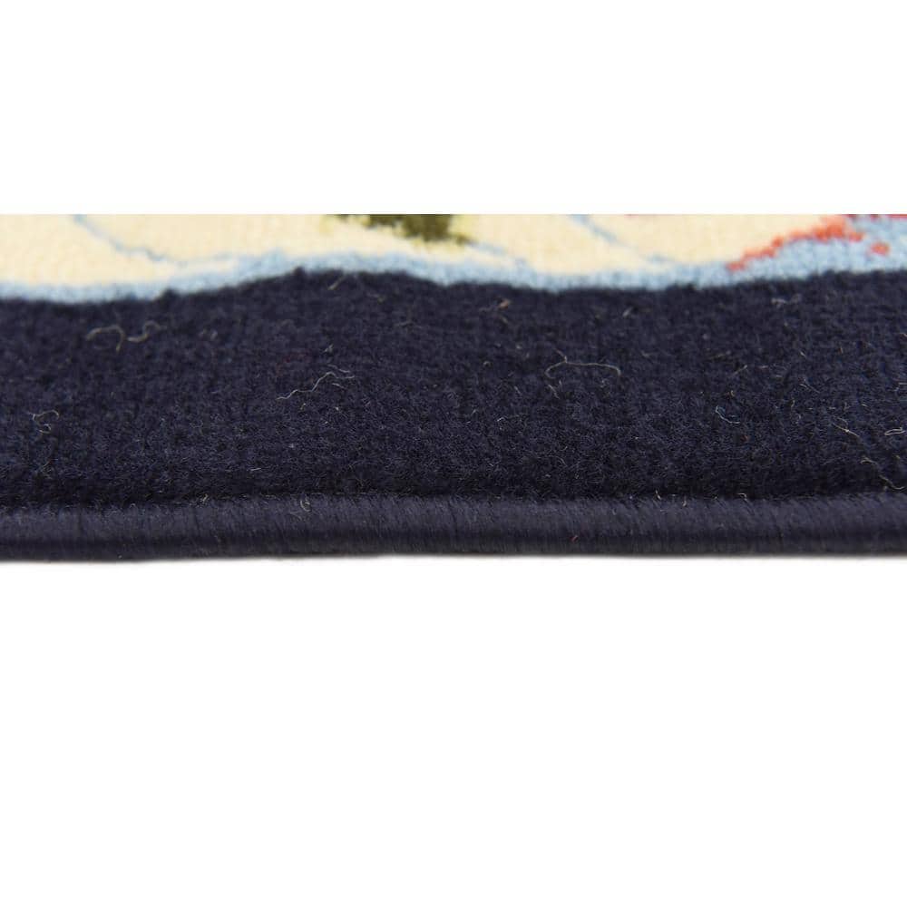 Handmade Rectangular Navy Blue Synthetic 6' x 9' Easy-Care Rug