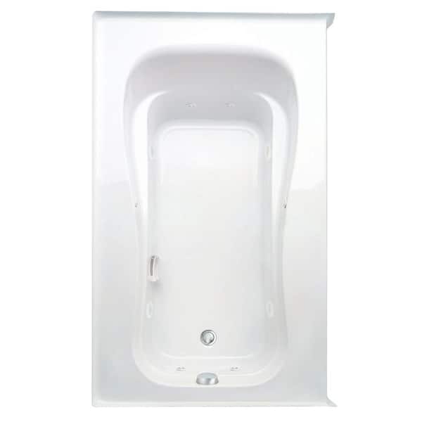 Aquatic Novelli 60 in. Acrylic Whirlpool Bathtub Left Drain Rectangular Alcove in White