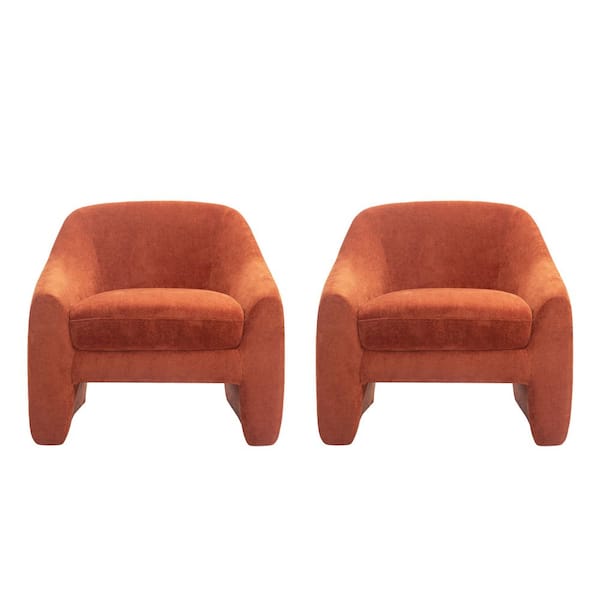 Uixe Modern Orange Chenille Accent Arm Chair (Set of 2