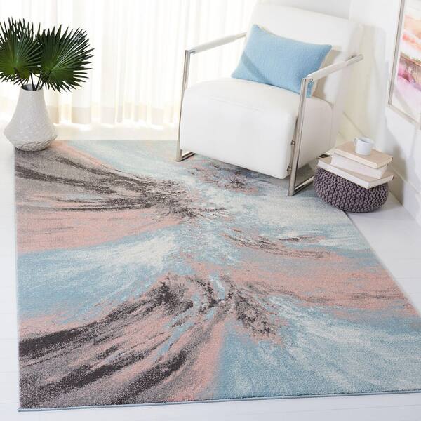 Glacier 2 ft. x 4 ft. Pink/Blue Abstract Area Rug