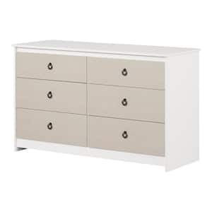 Plenny White and Beige 6-Drawer 52 in. Chest of Drawers