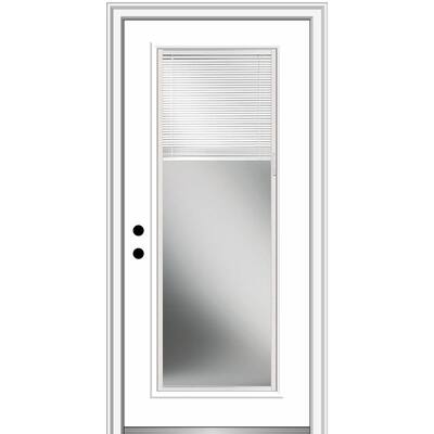 32 in. x 80 in. Internal Blinds Right-Hand Inswing Full Lite Clear Classic Primed Fiberglass Smooth Prehung Front Door