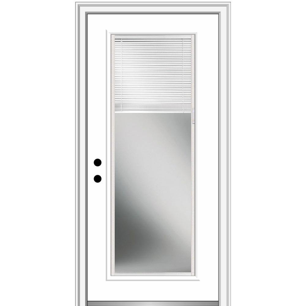 Mmi Door 36 In X 80 In Internal Mini Blinds Right Hand Inswing Full Lite Clear Primed Fiberglass Smooth Prehung Front Door Z0365489r The Home Depot