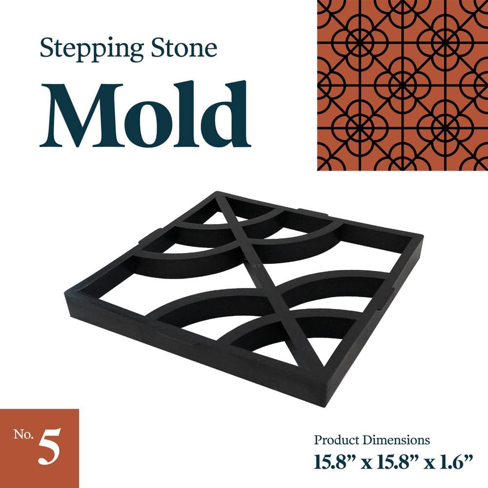 Black Plastic Square DIY Stepping Stone Mold for Pathways and Patios