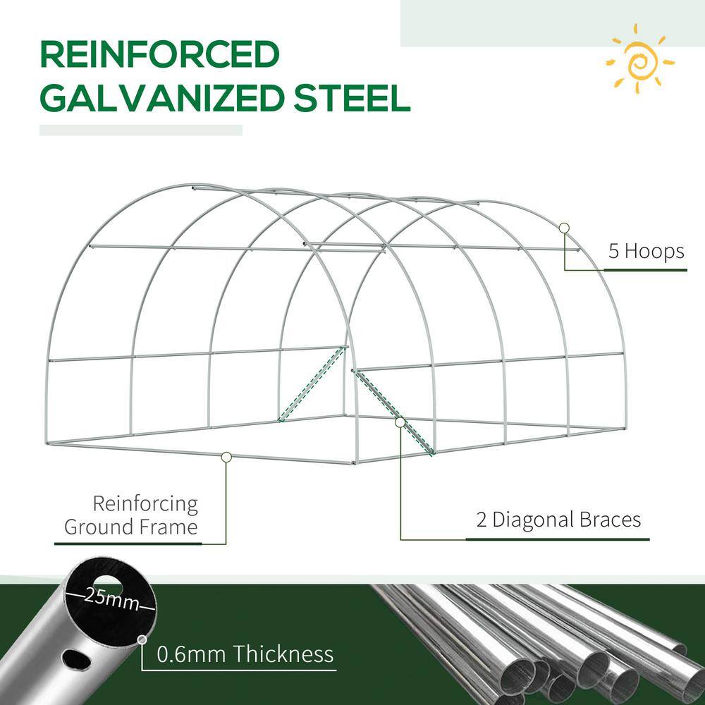 Green Walk-In Tunnel Greenhouse with Zippered Mesh Doors