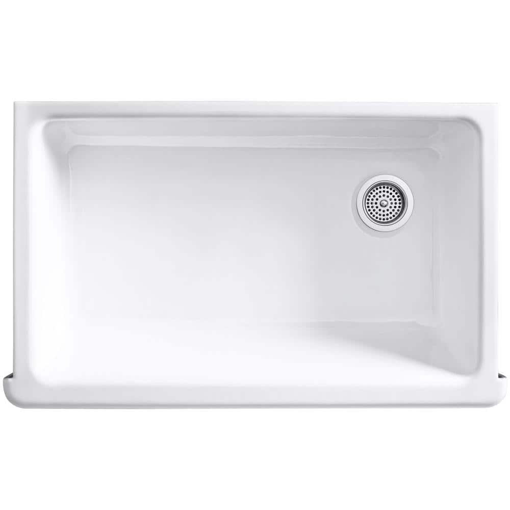 White 36" Cast Iron Farmhouse Kitchen Sink