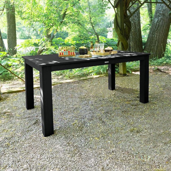 Black Rectangular Recycled Plastic Outdoor Balcony Height Dining Table