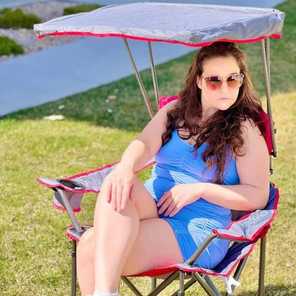 Camping Chair With Canopy - UPF 50+ Sun Shade Folding Beach Chair