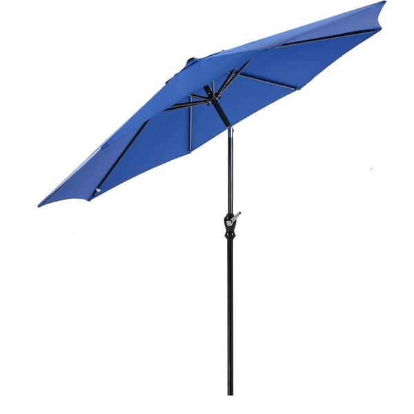 Tidoin 9 ft. Steel Market Tilt Patio Umbrella in Blue