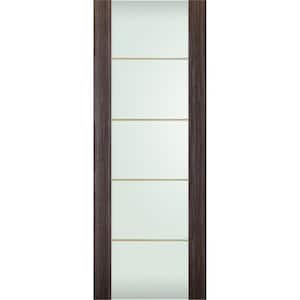 Paola 202 4H Gold 36 in. x 96 in. No Bore Full Lite Frosted Glass Gray Oak Wood Composite Interior Door Slab