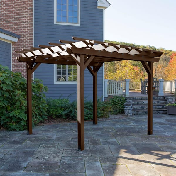 Bohdi 12 ft. x 10 ft. Weathered Acorn Plastic Pergola