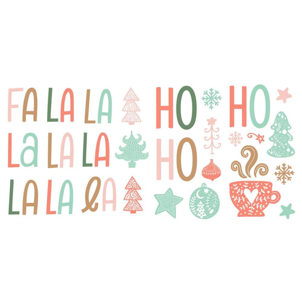 Festive Red Green and Brown Christmas Wall Decal Set