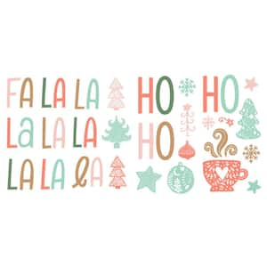 Red and Green and Brown Fa La La La La Wall Decals