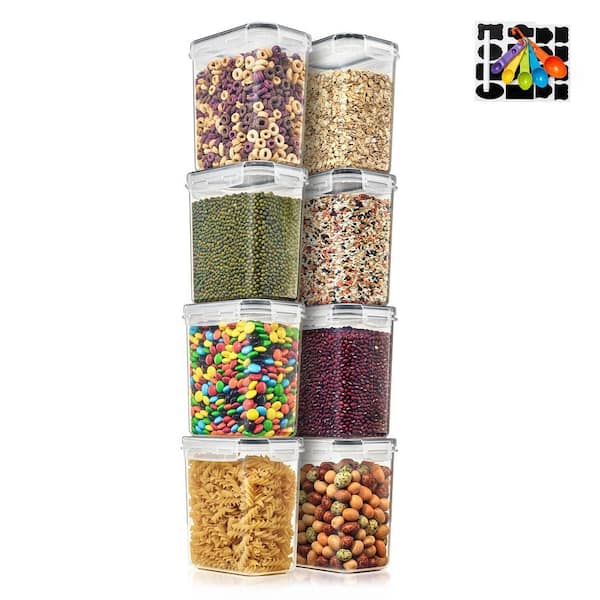 Airtight Food Storage Containers with Locking Lids-8 Pack (1.6 l /54.10 oz.) with Measuring Spoons and Labels