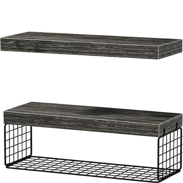 15.7-in. W x 6-in. D x 1.5-in. H Gray Ready-to-Assemble Floating Shelf