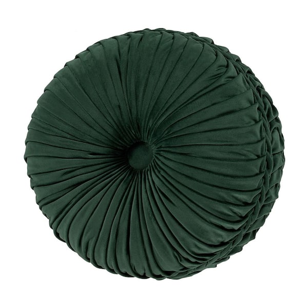 Unbranded Nicholas Evergreen Polyester Tufted Round Decorative 15 in. x 15 in. Throw Pillow