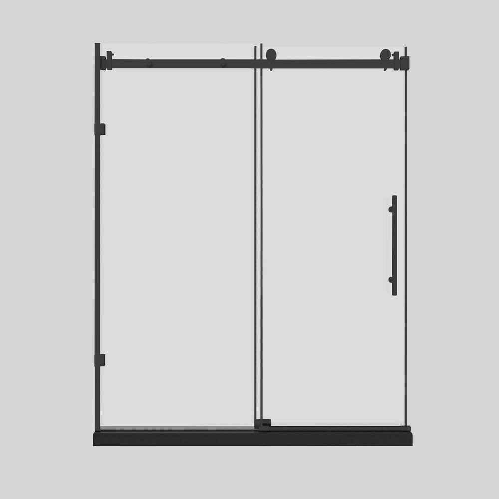 56 in. - 60 in. W x 76 in. H Sliding Framed Shower Door in Matte Black with