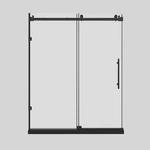 56 in. - 60 in. W x 76 in. H Sliding Framed Shower Door in Matte Black with 3/8 in. (10 mm) Clear Glass and Handle