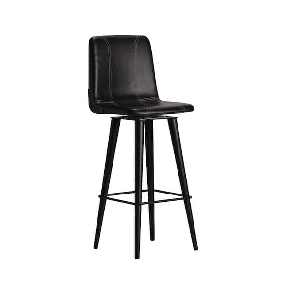 MH LONDON Hayward 44 in. Black Solid Back Iron Frame with Leather Seat