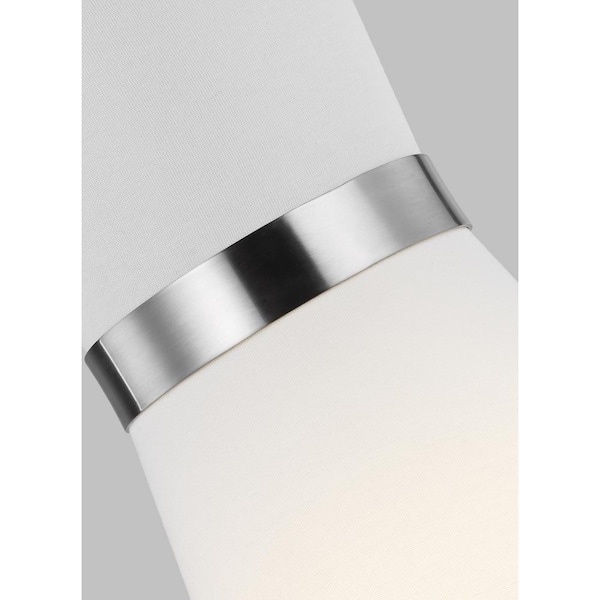 Generation Lighting - Clark 1-Light Brushed Nickel Hanging Pendant with White Linen Shade