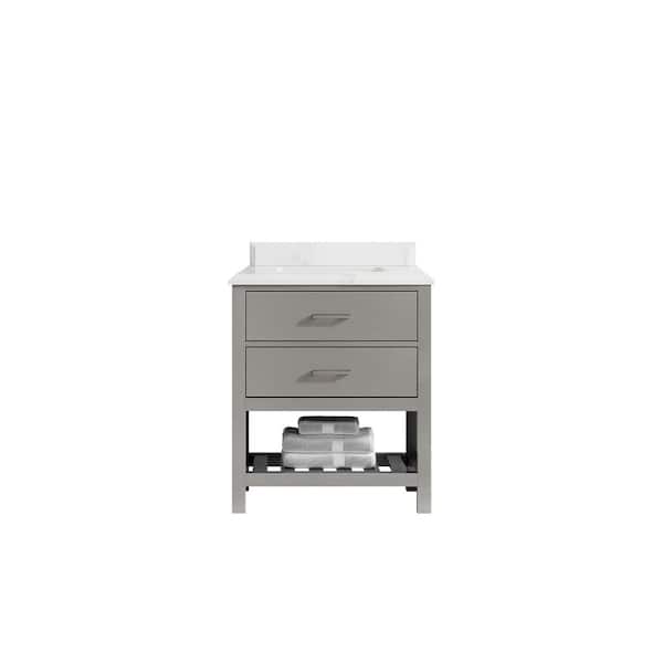 Willow Collections Parker 30 in. Single Sink Freestanding Elephant Gray Calacatta Laza Qt. Top Unassembled