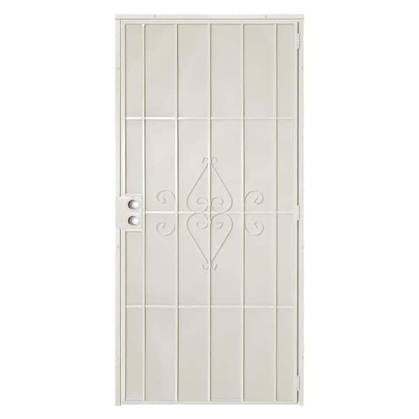 Unique Home Designs 30 in. x 80 in. Universal Navajo White Surface Mount Outswing Steel Security Door with Expanded Metal Screen
