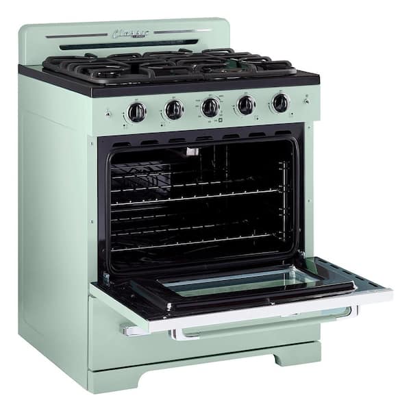 Unique Appliances Classic Retro 30 inch Freestanding GAS Range with 4 Sealed Burners, 3.9 Cu. ft. Summer Mint Green