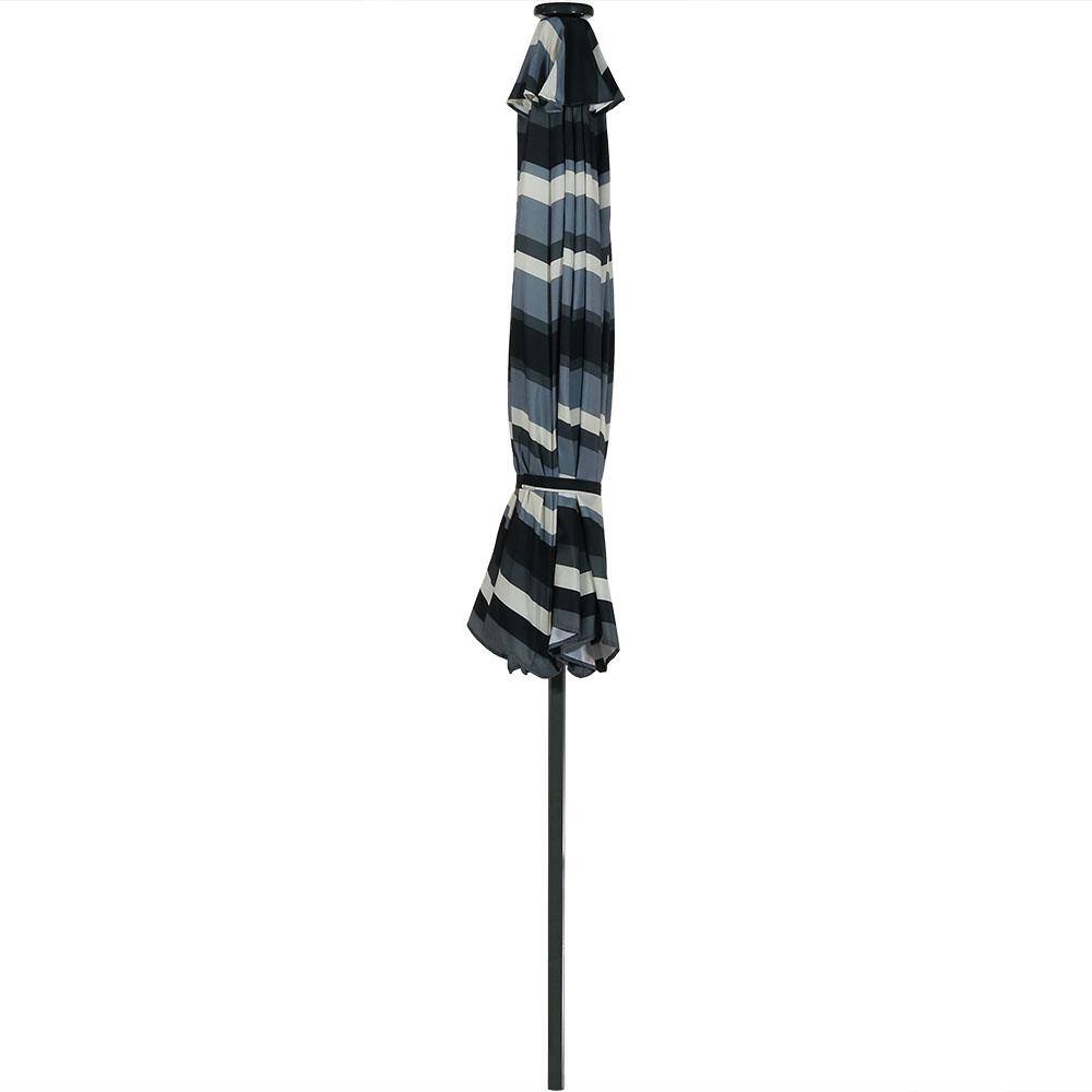 9' Catalina Beach Stripe Aluminum Solar Lighted Market Umbrella