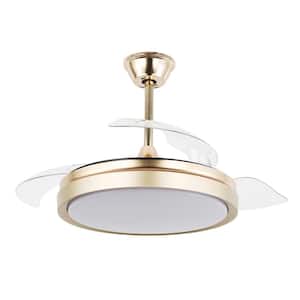 Oaksville 42in. LED  Indoor French Gold 6-Speed Retractable Ceiling Fan With Light, Light Memory and Remote Control