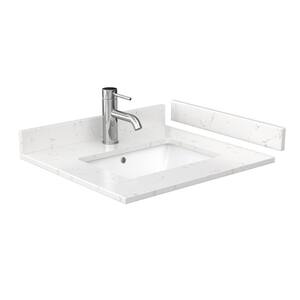 24 in. W x 22 in. D Cultured Marble White Rectangular Single Sink Bathroom Vanity Top in Light-Vein Carrara