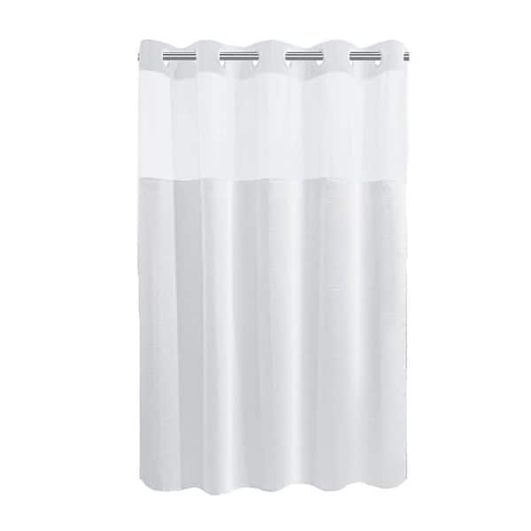 Unbranded Waffle Weave Shower Curtain with Snap in Liner 71 x 74 Heavyweight Water-Repellent Fabric in White