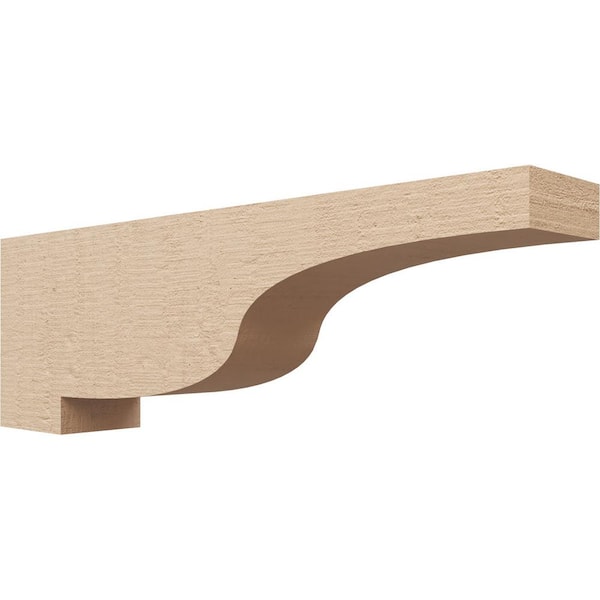 Ekena Millwork 4 in. x 8 in. x 24 in. Thin Newport Rough Cedar Woodgrain TimberThane Corbel, Primed Tan