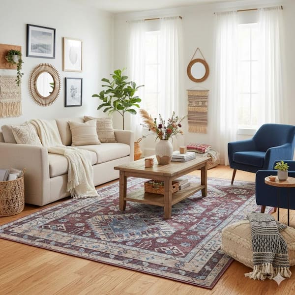 Alaska Red 8 ft. x 10 ft. Medallion Area Rug
