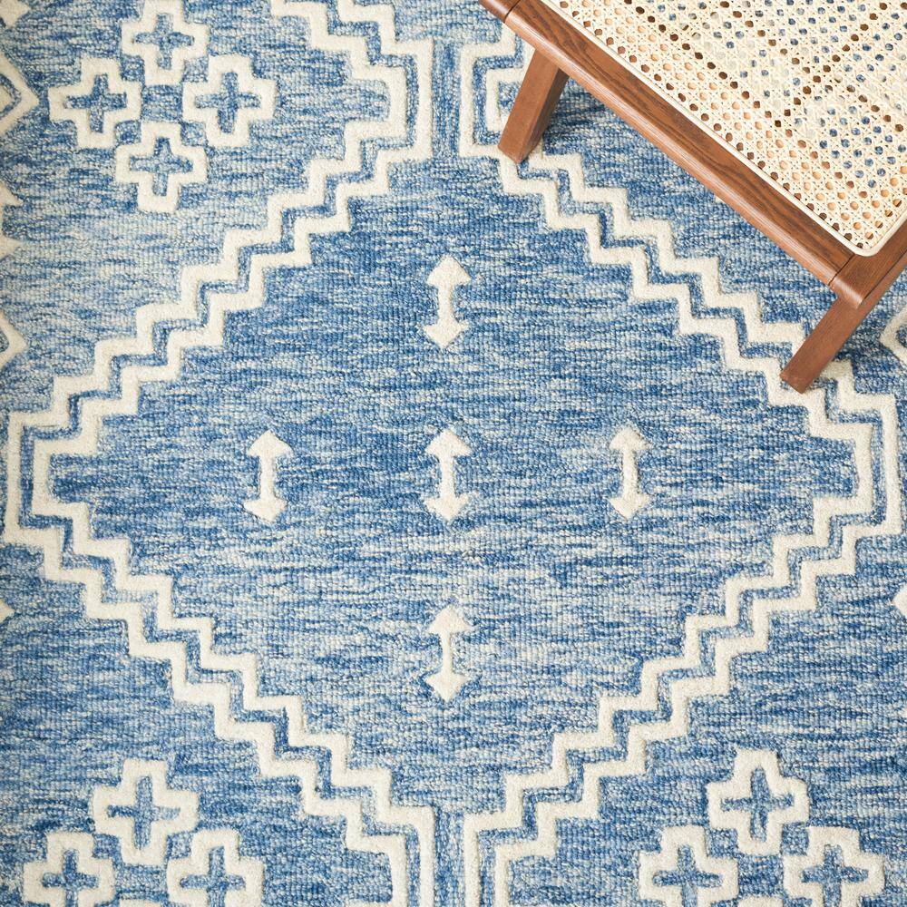 Handmade Blue Wool Abstract Tufted Rectangular Rug 5x8 Feet