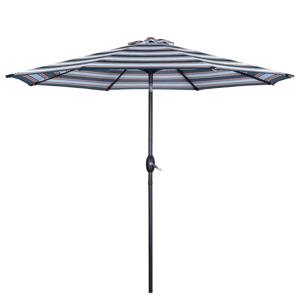 9 ft. Metal Market Tilt Outdoor Patio Beach Umbrella in Black and White