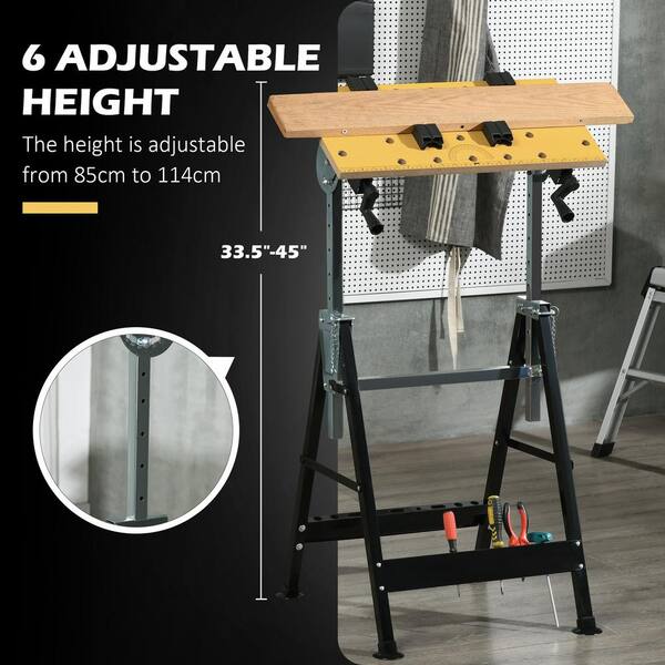 Siavonce 23.5 in. D x 22.5 in. W Wood Work Bench Steel Stand