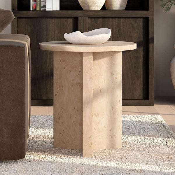 Anders 20 in. Blond Burl Round End Table