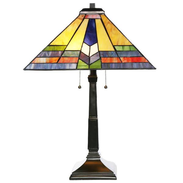 River of Goods 23.5 in. H Multi-Colored Table Lamp with Stained Glass Southwestern Sunrise Shade
