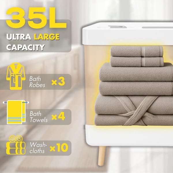 7-Bar Electric Towel Warmer for Bathroom, Plug-In & Hardwire Towel Warmer Bucket in White, Extra Large 35L