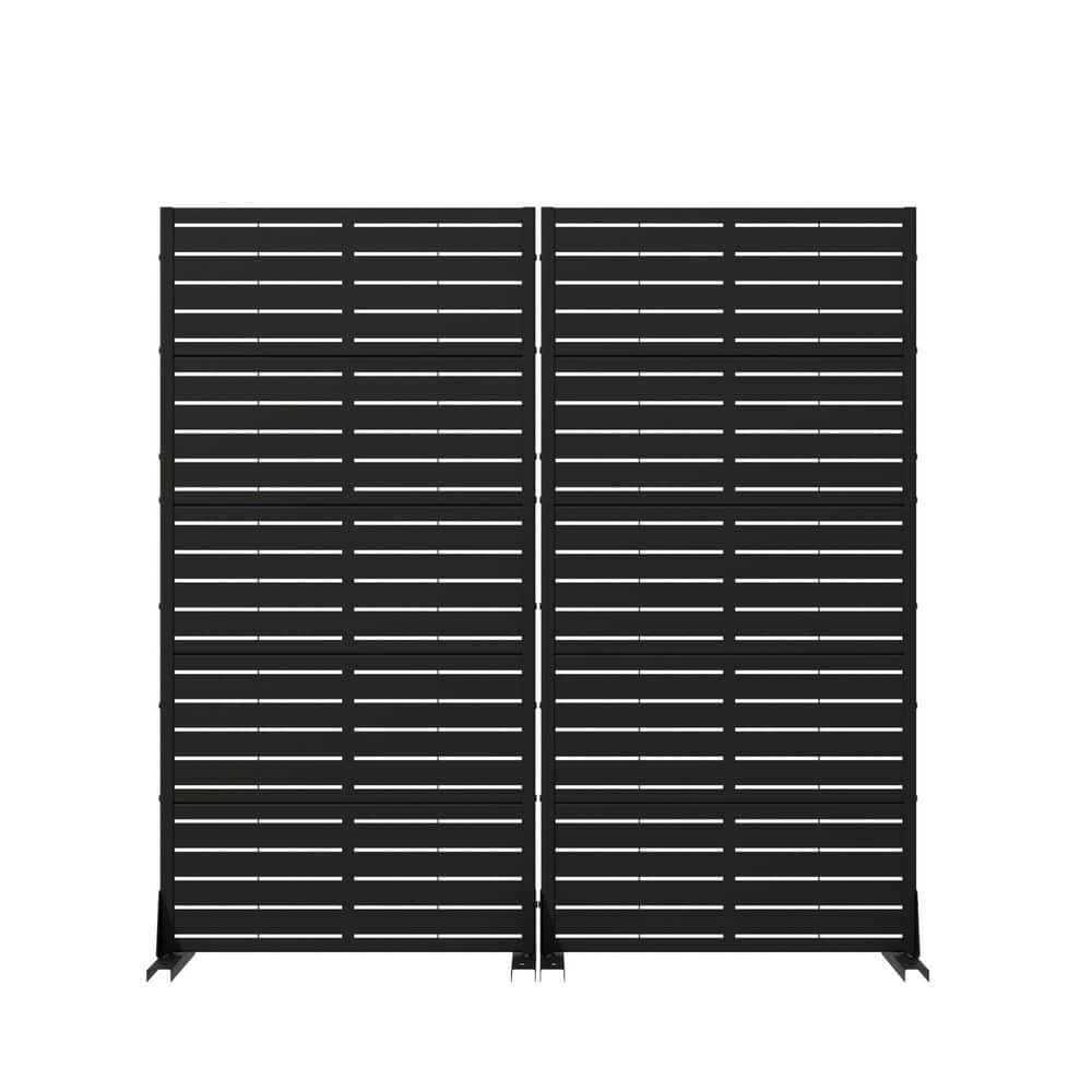 2-Piece 5 ft. Black Outdoor Metal Privacy Screen, 5-Pnl Classic Louvered Design, Easy Install for Apartment Balcony price history on PriceWatchPro
