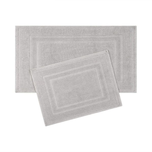 Jean Pierre Stonewash Racetrack Washed Beige Solid Color Cotton Rectangle 2-Piece Bath Rug  Set