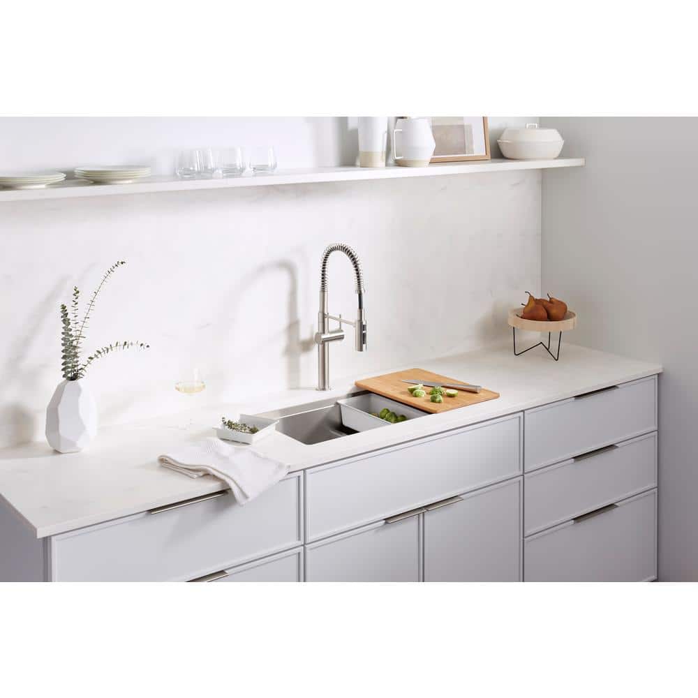 Stainless Steel Double Bowl Drop-in Workstation Kitchen Sink with Bamboo Cutting Board