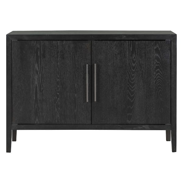 Unbranded 47.2 in. W x 17.7 in. D x 33.5 in. H Black Linen Cabinet with 2 Metal Handles and 2-Doors