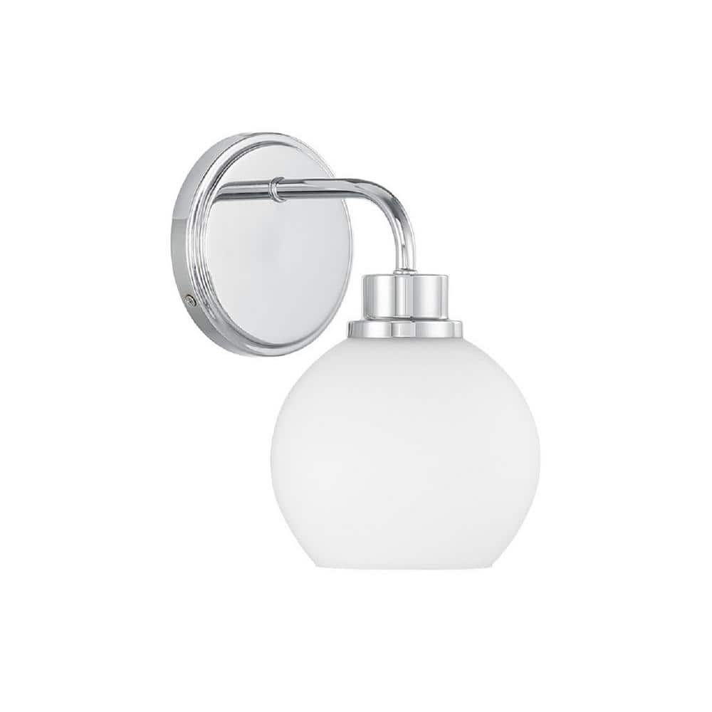 6 in. W x 9.5 in. H 1-Light Chrome Contemporary Wall Sconce with White Opal Glass Shade price history on PriceWatchPro