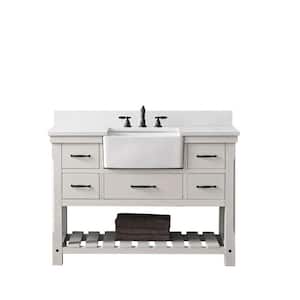Wesley 48 in. W x 22 in. D Bath Vanity in White Wash with Engineered Stone Top in Ariston White with White Sink
